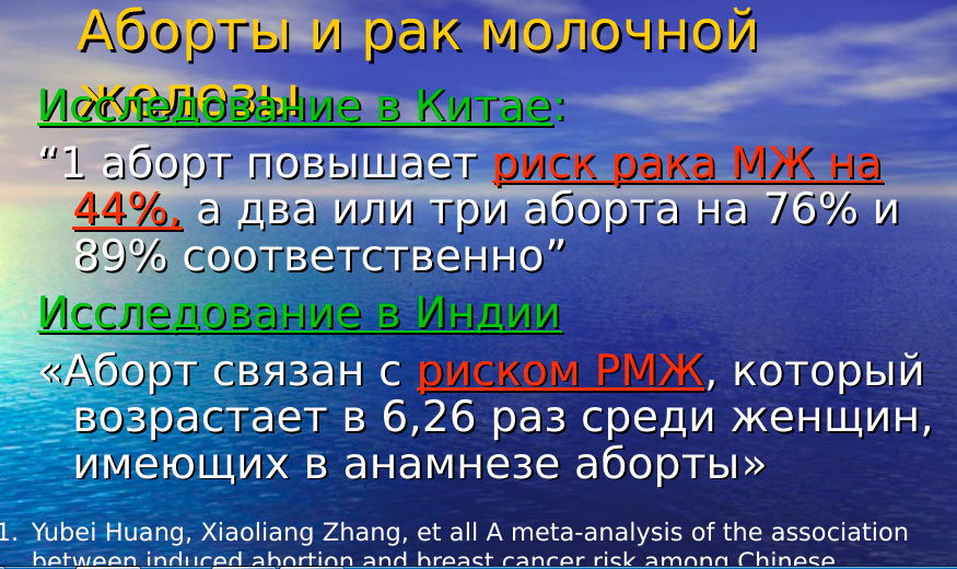 Связь рака молочной железы с контрацепцией и абортами