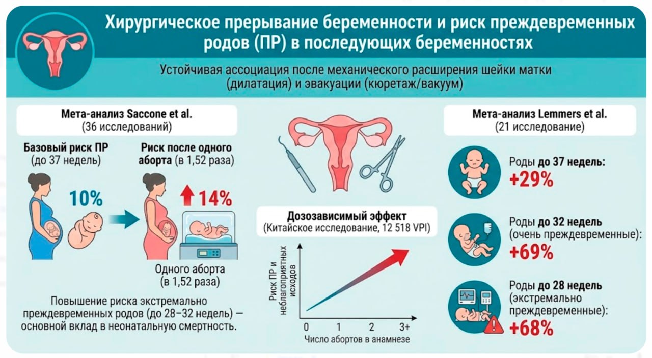 Отдаленные акушерские и перинатальные последствия искусственного прерывания беременности. Взгляд 2025-2026.